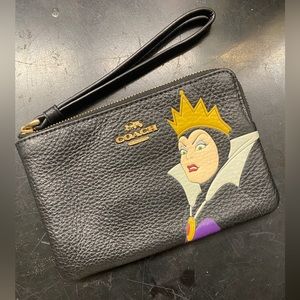 Coach Disney x The Evil Queen Snow White Black Pebbled Leather Wristlet